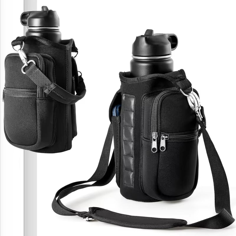 Magnetic Water Bottle Holder: Ultimate Gym Carrier Bag with Phone Pocket & Shoulder Strap - 6 Strong Magnets for Easy Access