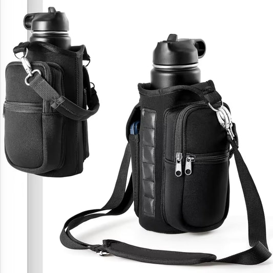 Magnetic Water Bottle Holder: Ultimate Gym Carrier Bag with Phone Pocket & Shoulder Strap - 6 Strong Magnets for Easy Access
