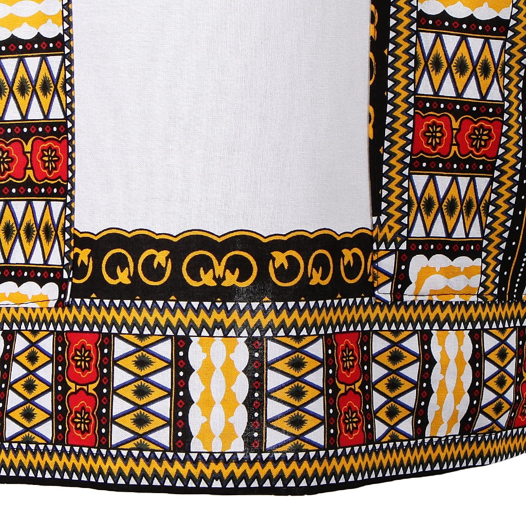 2 Pcs Mens Short Sleeve Dashiki Colorful African Festival Tribal Dress Shirt