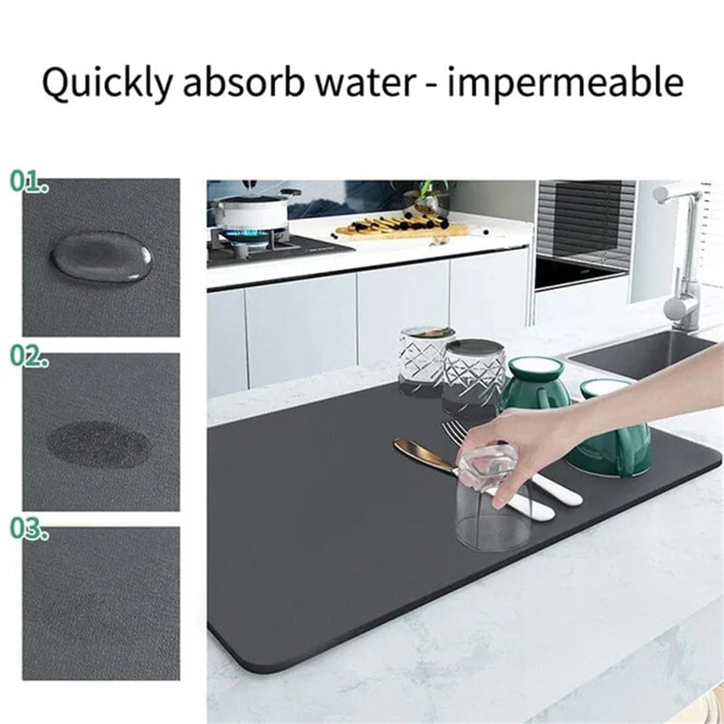 Coffee Mat-Hide Stain Absorbent Rubber Mat for Kitchen Counter-Coffee Bar Accessories Dish Drying Mat Fit under Coffee Maker Coffee Machine
