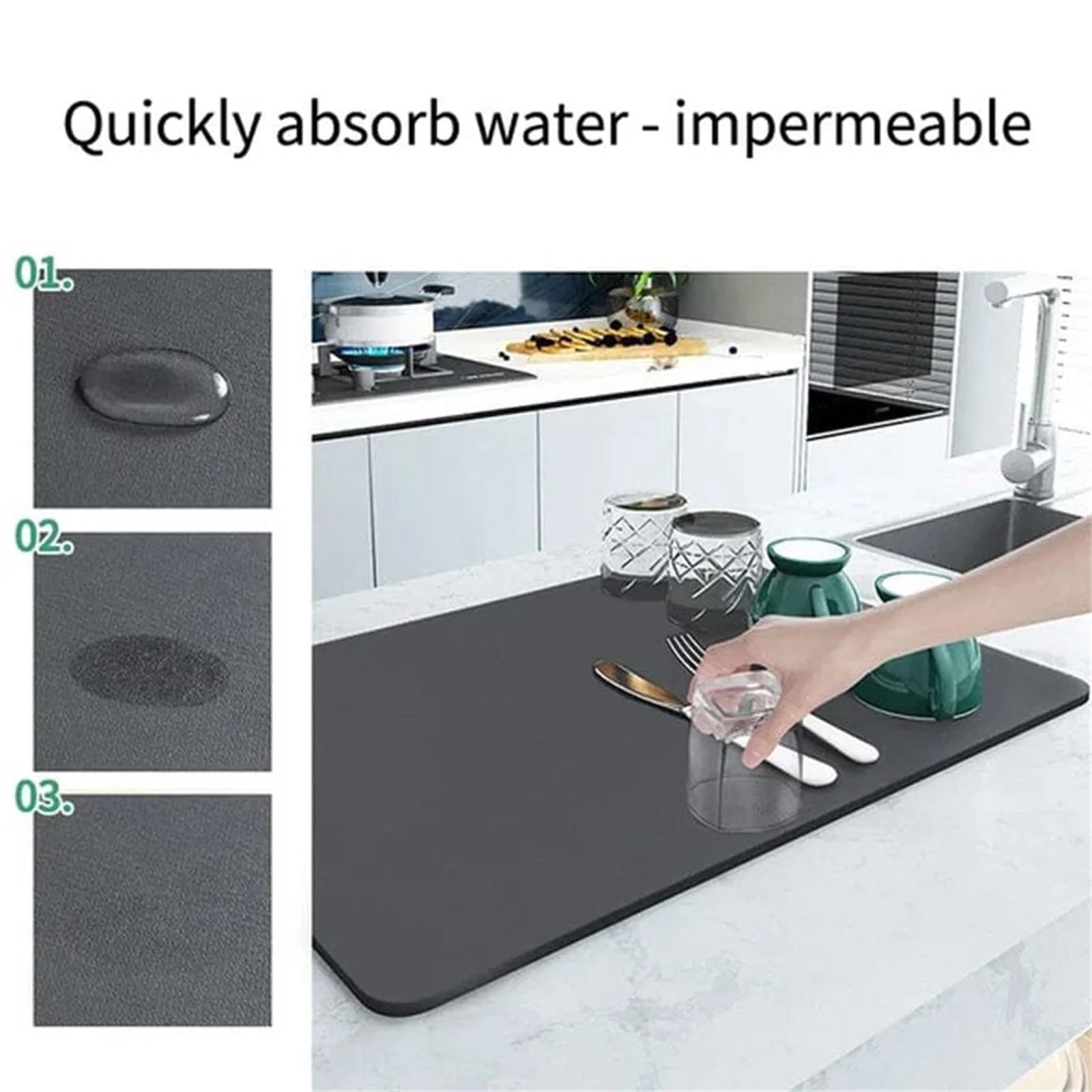 Coffee Mat-Hide Stain Absorbent Rubber Mat for Kitchen Counter-Coffee Bar Accessories Dish Drying Mat Fit under Coffee Maker Coffee Machine