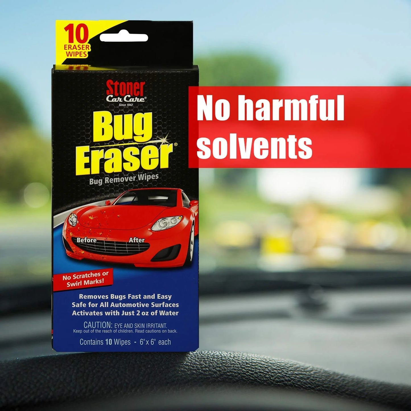Stoner 95401 Bug Eraser and Remover Cleaning Wipes, 10 Wipes