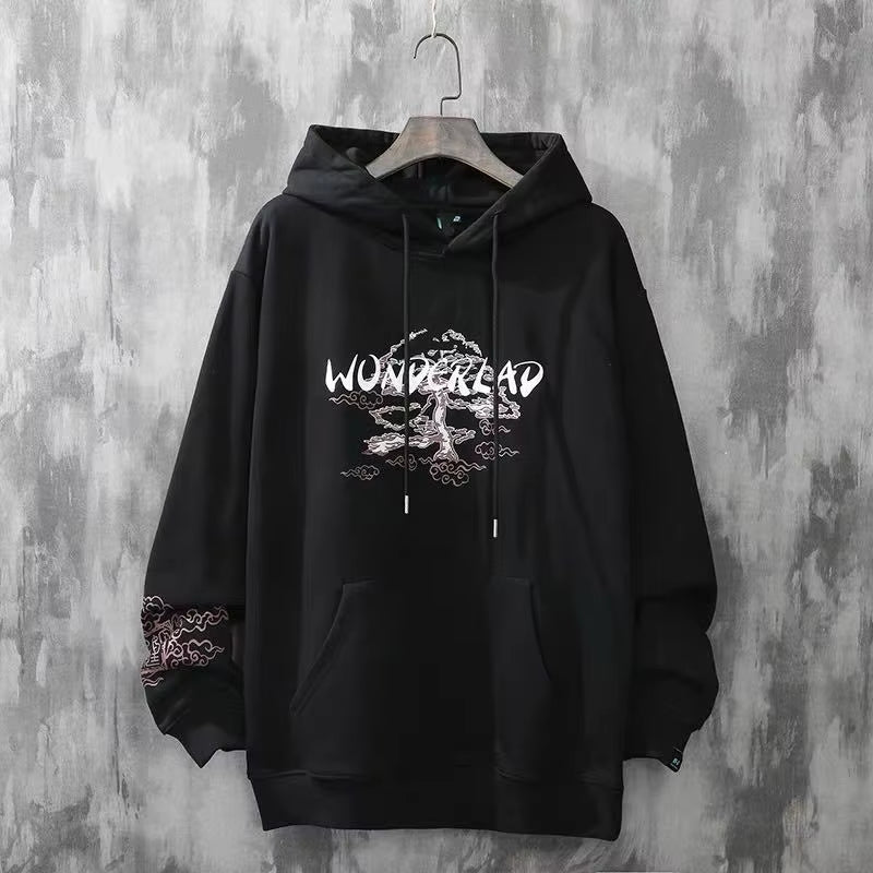 Anime Hoodies Sweatshirts Chinese Style Men Black Hoodies Sweatshirts Harajuku Oversized Pullovers Sweatshirts for Women CS455
