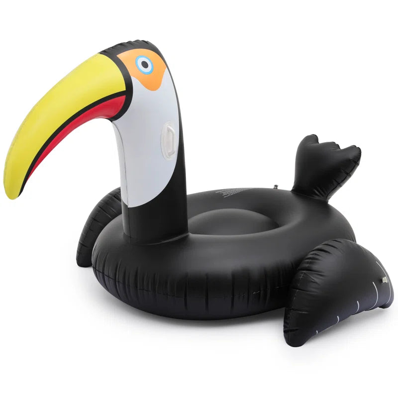 Giant Toucan Inflatable Ride on Pool Float, Blow up Pool Floatie with Handle, Swimming Floating Raft