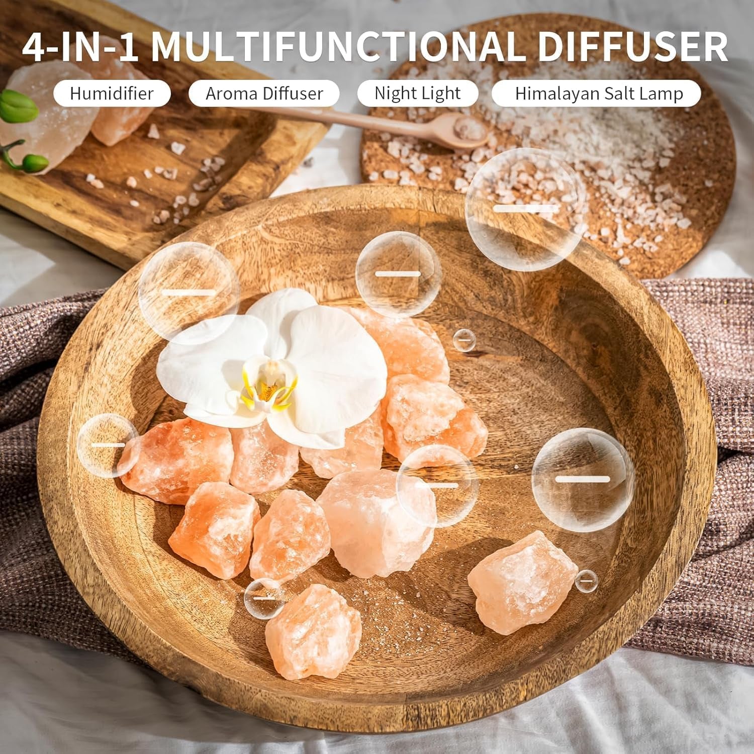 Colorful Flame Salt Lamp Humidifier & Essential Oil Diffuser for Home, Office & Yoga - 250ml with Timer