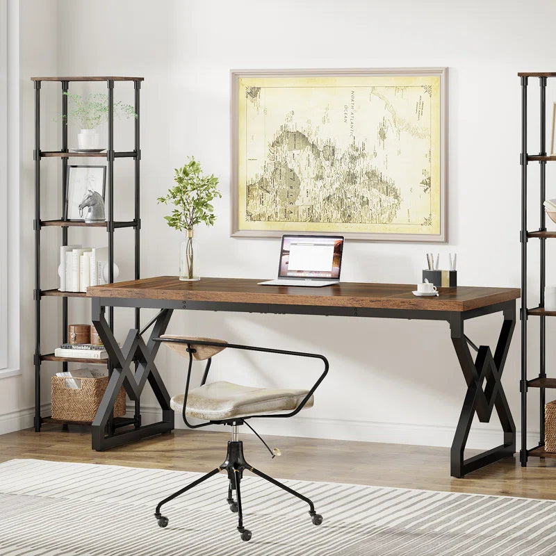 Elevate Your Workspace with the Ramapo Metal Base Computer Desk - Stylish, Durable, and Versatile
