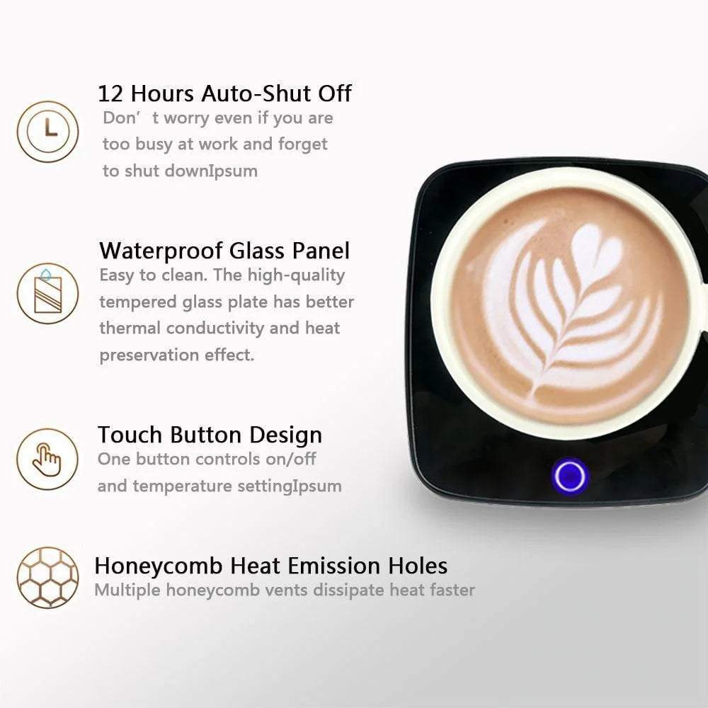 Premium Coffee Mug Warmer with 3 Temperature Settings - Auto Shut Off for Perfectly Warmed Beverages (Brown)