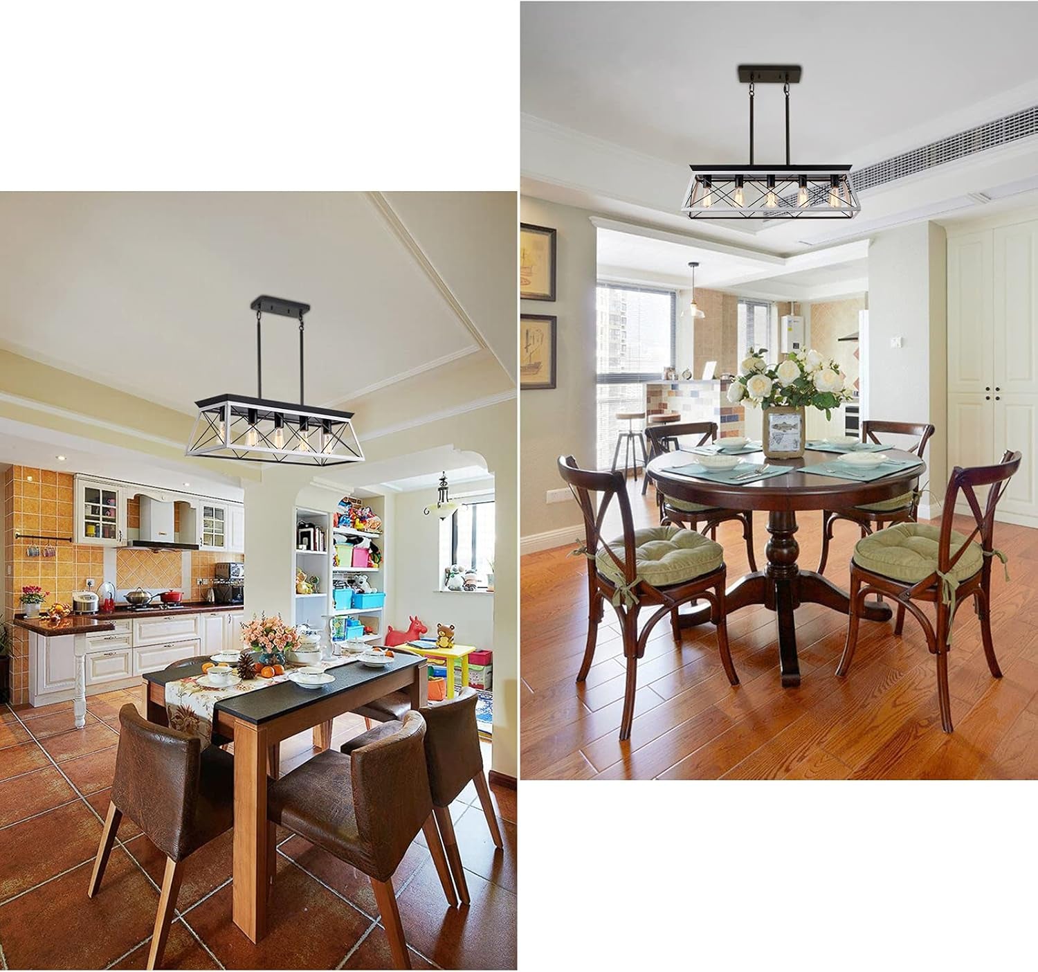 Elegant 5-Light Rustic Farmhouse Pendant Chandelier for Dining Room & Kitchen Island