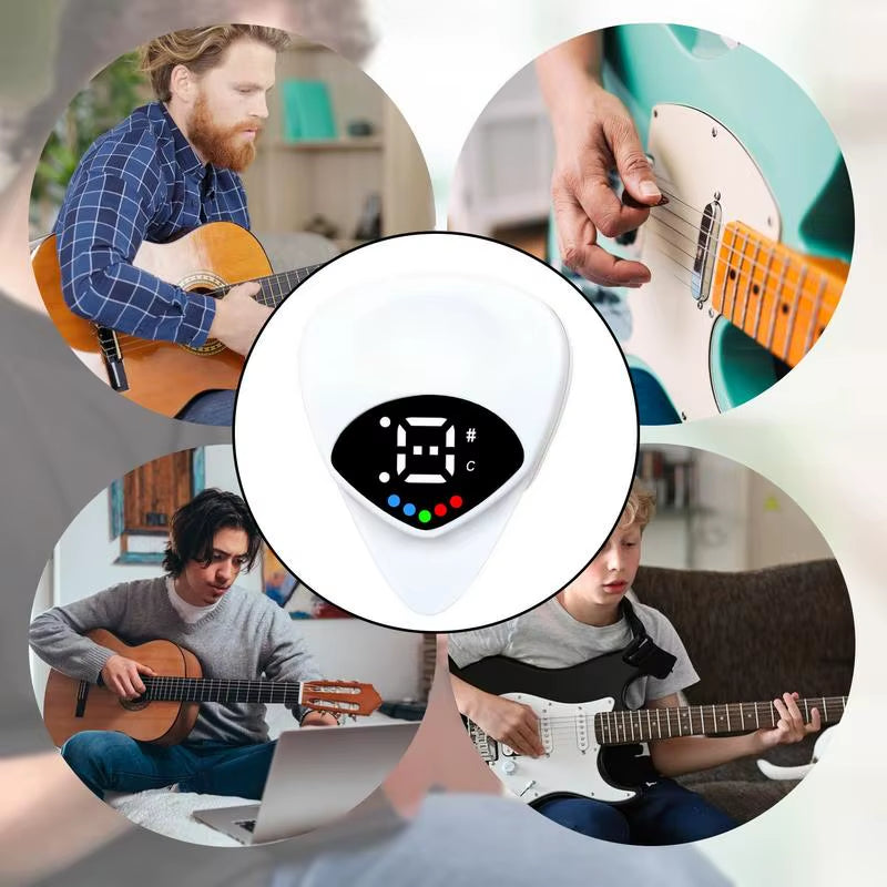 Guitar Tuner Small 2-In-1 Guitar Picks Electric Guitar Learning Tools Beginners Guitar Accessories Battery Powered for Women Men