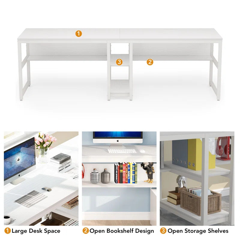 Rigueiro Spacious Industrial Computer Desk for Collaborative Workspaces