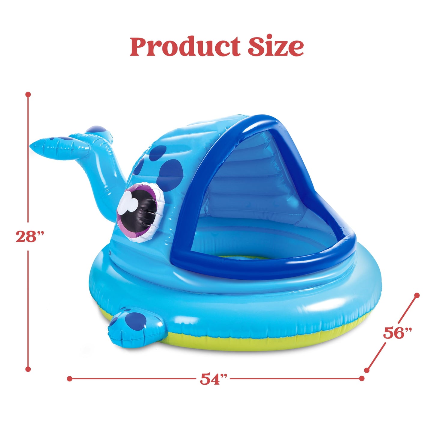 Whale-Shaped Inflatable Shade Kiddie Pool - Perfect Summer Fun for Babies and Toddlers (54" X 56" X 28")