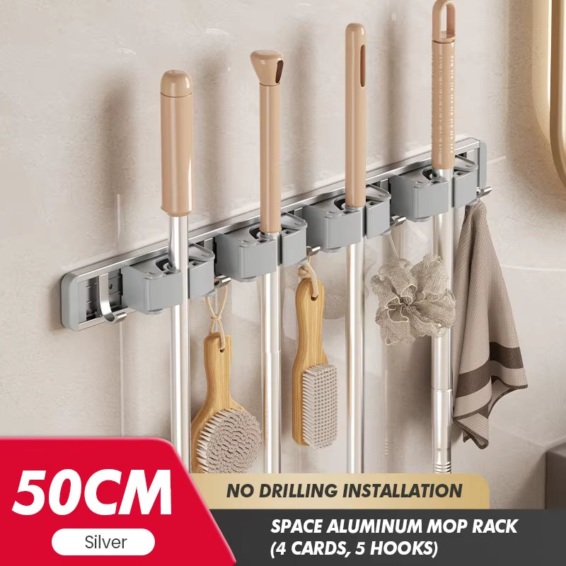 Maximize Your Space with Our Stylish Wall-Mounted Mop and Broom Rack!