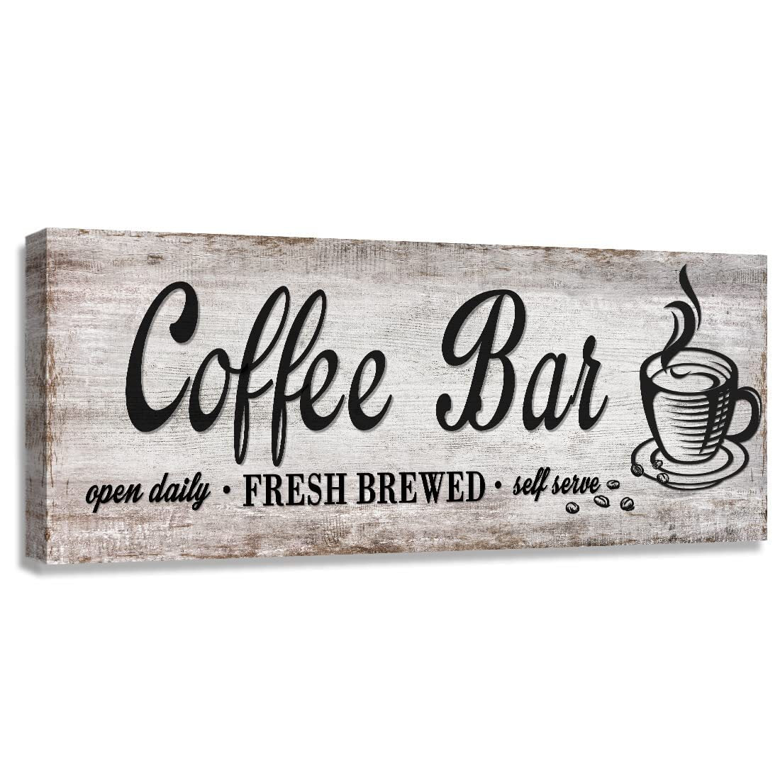 Charming Retro Coffee Bar Sign for Kitchen - Open Daily Fresh Brewed Decor