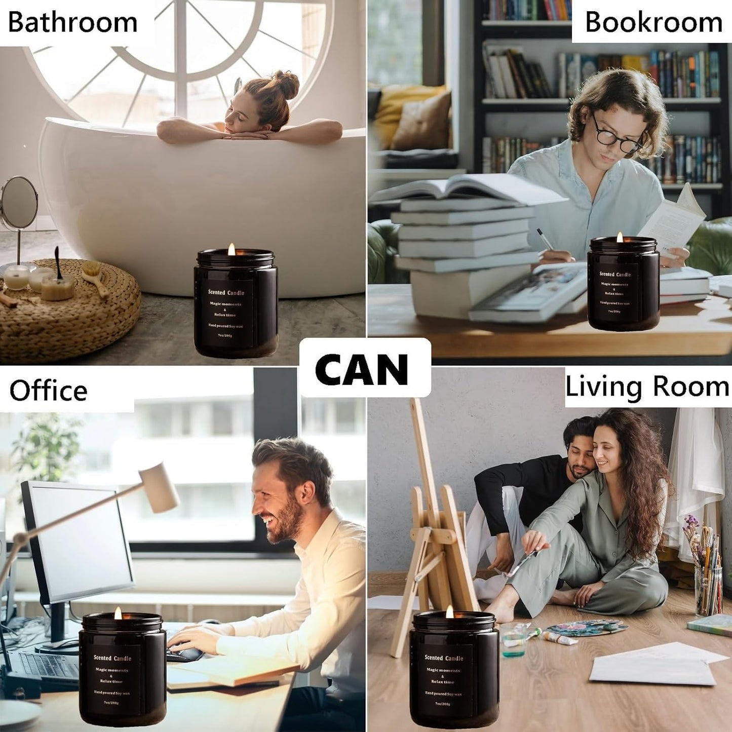 Sage & Sea Salt Aromatherapy Candle - 100% Natural Soy Wax, Non-Toxic, Strongly Scented, 7oz, 40 Hour Burn Time, Perfect for Cleansing and Home Ambiance