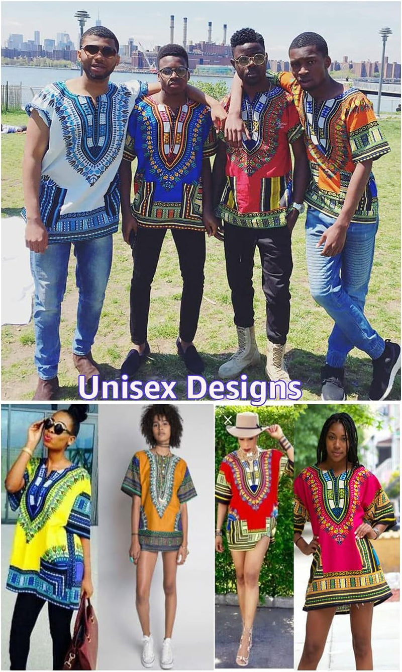 African Dashiki Cotton Shirt Men Women Festival Boho Hippie 60'S 70'S Bohemian