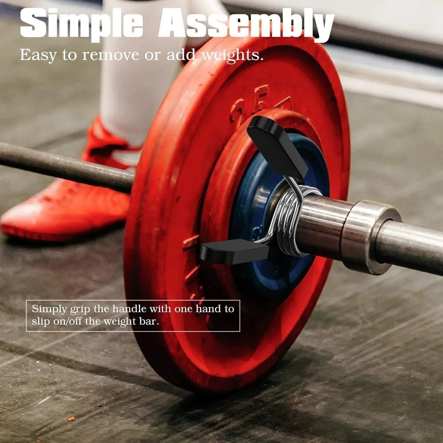 Barbell Clamps Dumbbell Spring Clip Circlip Collars 1 Inch Black and Silver