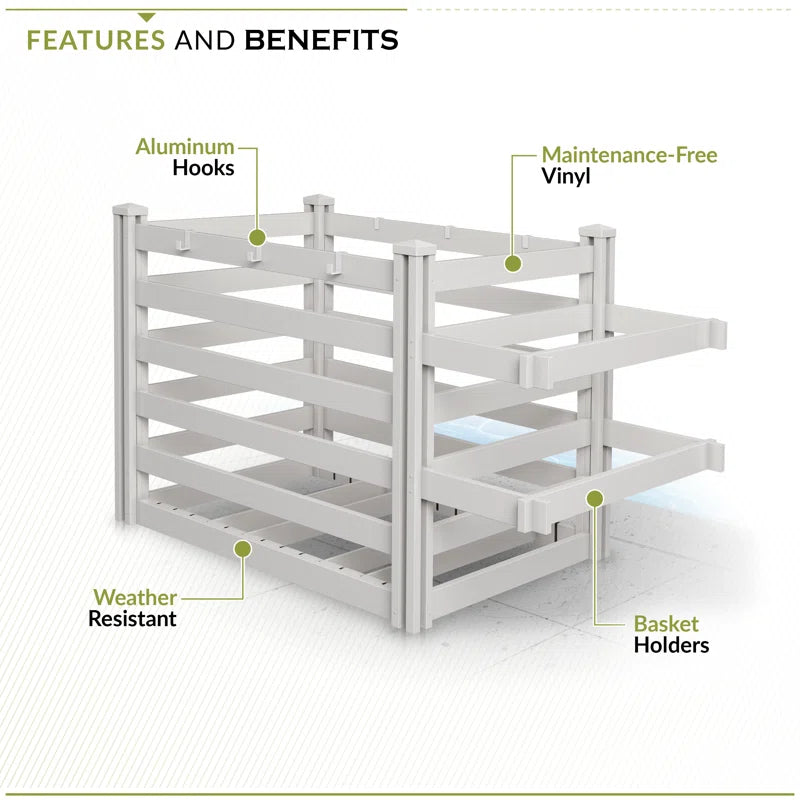 Freestanding Zippity Pool Float Storage Organizer - Durable Outdoor Vinyl Equipment Enclosure & Deck Caddy with Dividers (3.1Ft H x 5.3Ft W x 3Ft L)