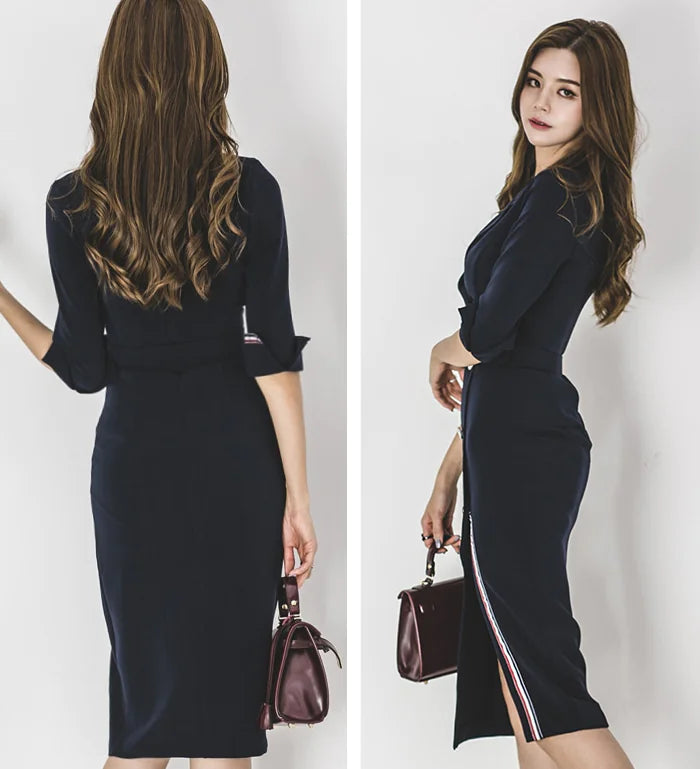 Suit Skirt with Side Slit - Bodycon Dress