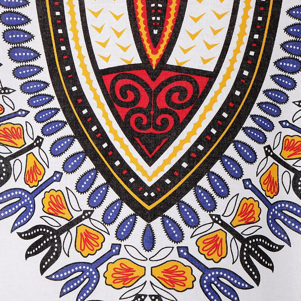 2 Pcs Mens Short Sleeve Dashiki Colorful African Festival Tribal Dress Shirt