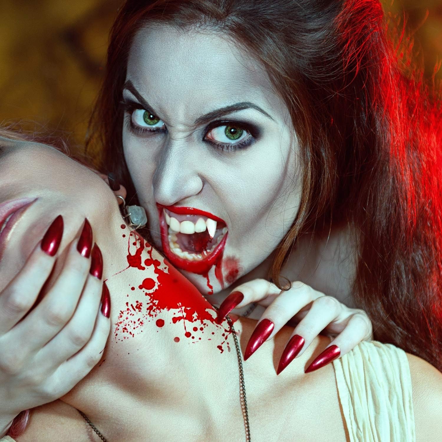 Vampire Teeth Fang Dentures - 24 Pairs with Adhesive for Ultimate Halloween Costume Party Accessory (13mm, 15mm, 17mm)