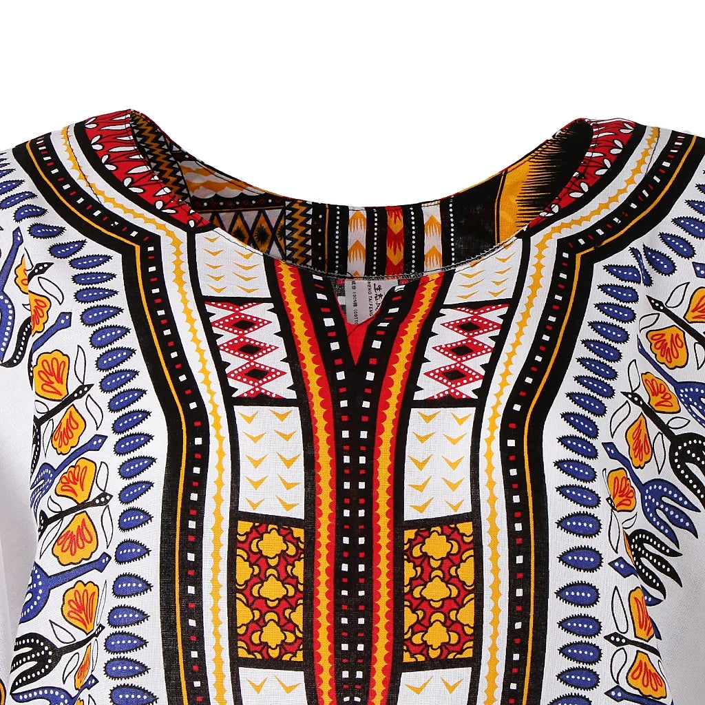 2 Pcs Mens Short Sleeve Dashiki Colorful African Festival Tribal Dress Shirt