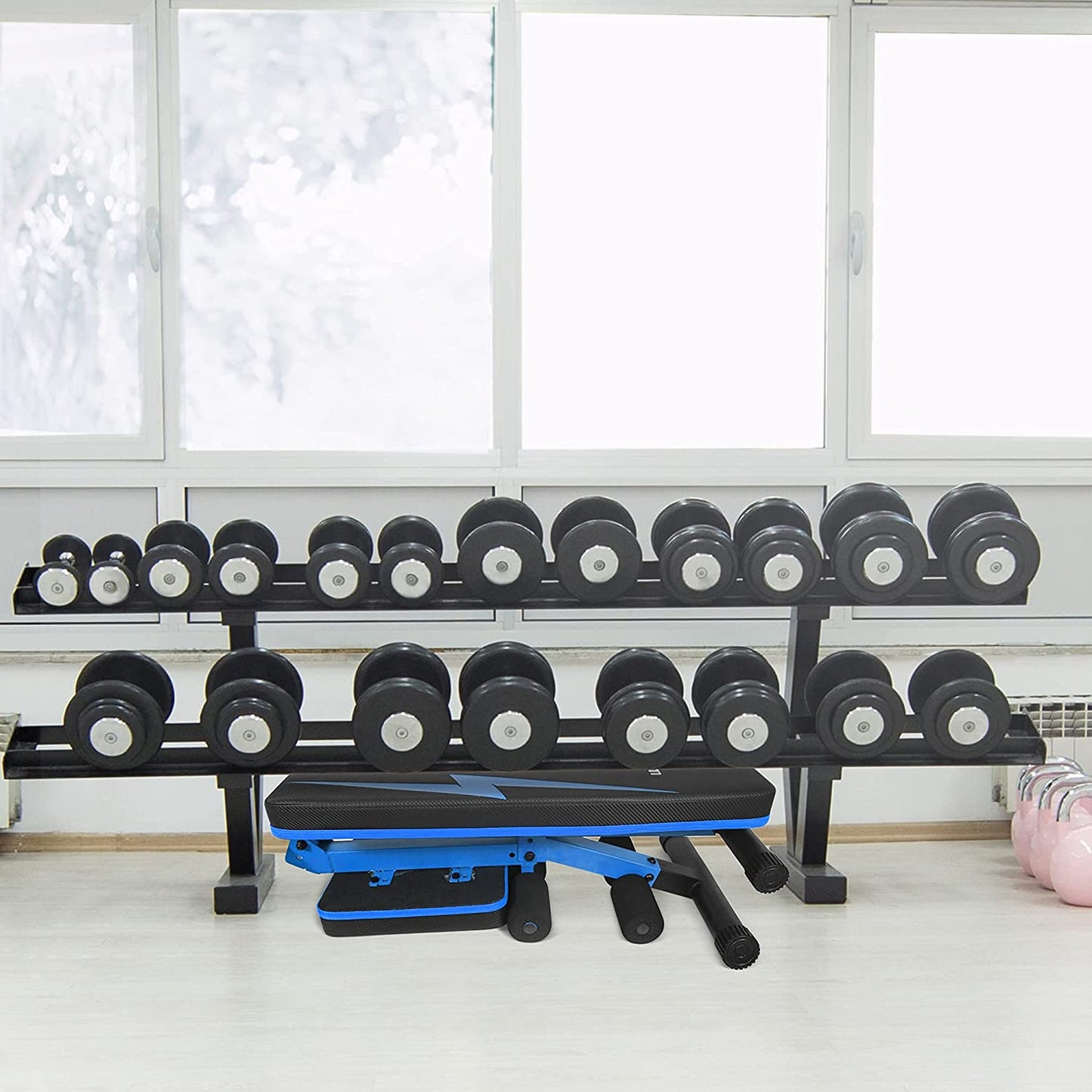 Versatile Adjustable Weight Bench - Foldable Multi-Purpose Flat/Incline/Decline Design for Home Gym (Cobalt)