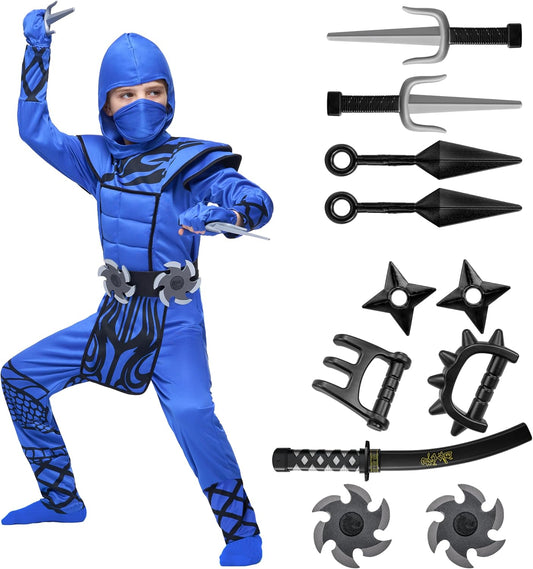 Epic Boys Ninja Costume - Dragon Scales Outfit with Accessories for Toddler Halloween Fun