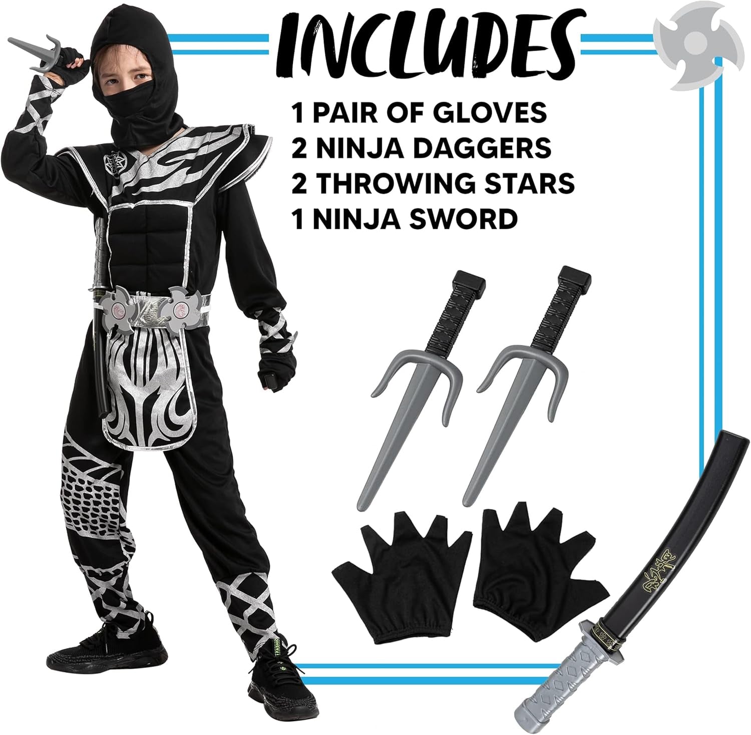 Unleash Your Child's Inner Warrior with Our Boys Ninja Costume - Complete Dragon Scales Outfit with Accessories for Epic Halloween Fun!