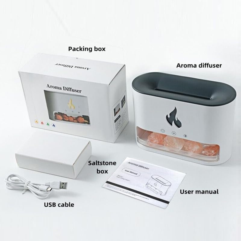 Colorful Flame Salt Lamp Humidifier & Essential Oil Diffuser for Home, Office & Yoga - 250ml with Timer