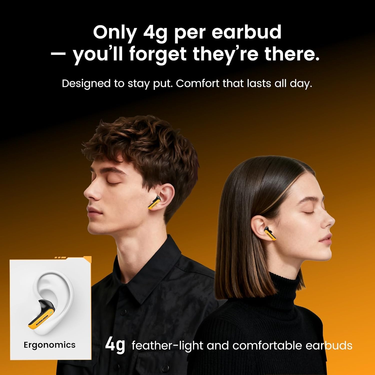 Transform Your Sound Experience with Bumblebee Bluetooth 5.4 Wireless Earbuds | Noise Cancelling, Durable Alloy Case, Perfect for Gaming & Daily Commutes in Striking Yellow