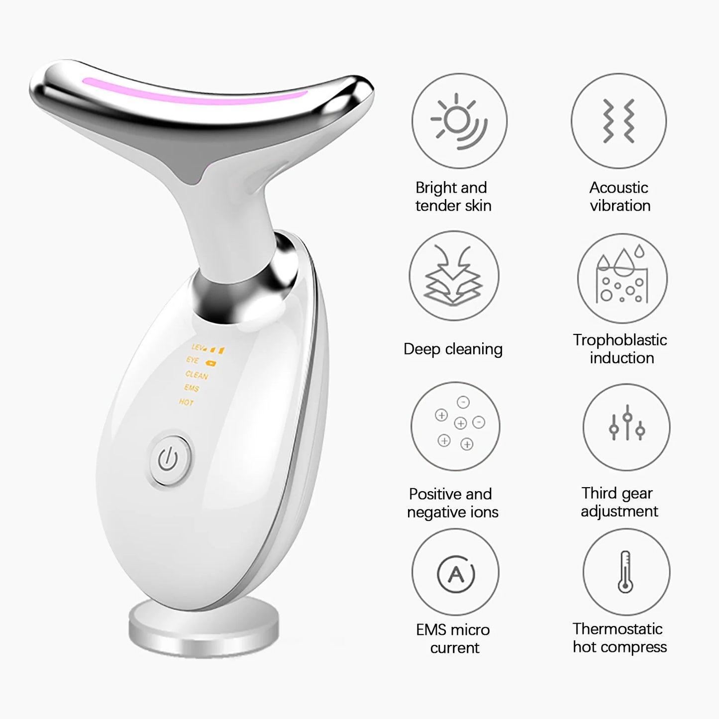 BGZLEU 3-in-1 Portable Neck & Face Beauty Device - Ultimate Skin Care Facial Massager with Vibration, Thermal, and Microcurrent for Sculpting and Rejuvenation