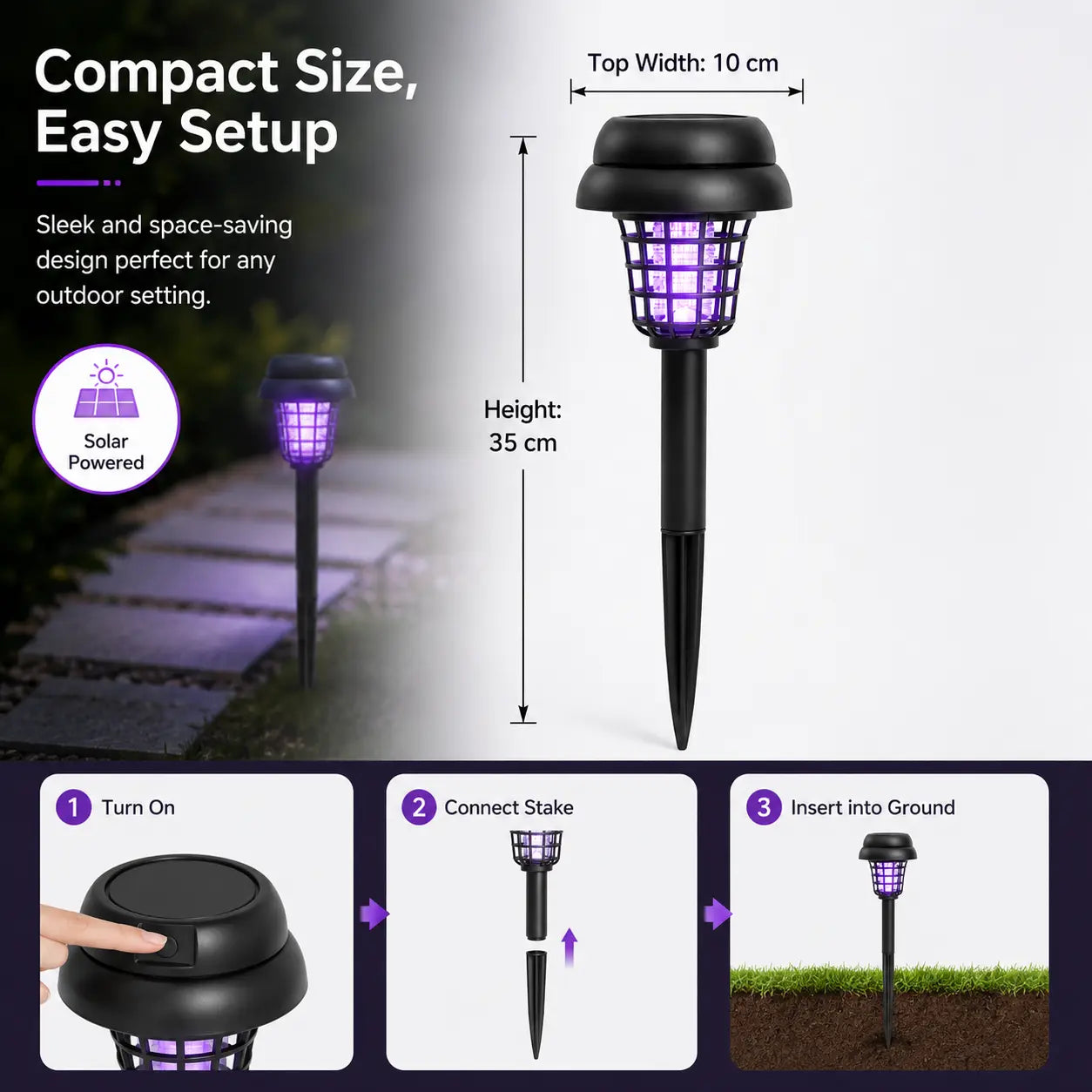 Illuminate Your Outdoors and Keep Mosquitoes Away with the Solar Mosquito Zapper Light – Versatile Garden Stake Lamp with Dual Modes and Weather Resistance