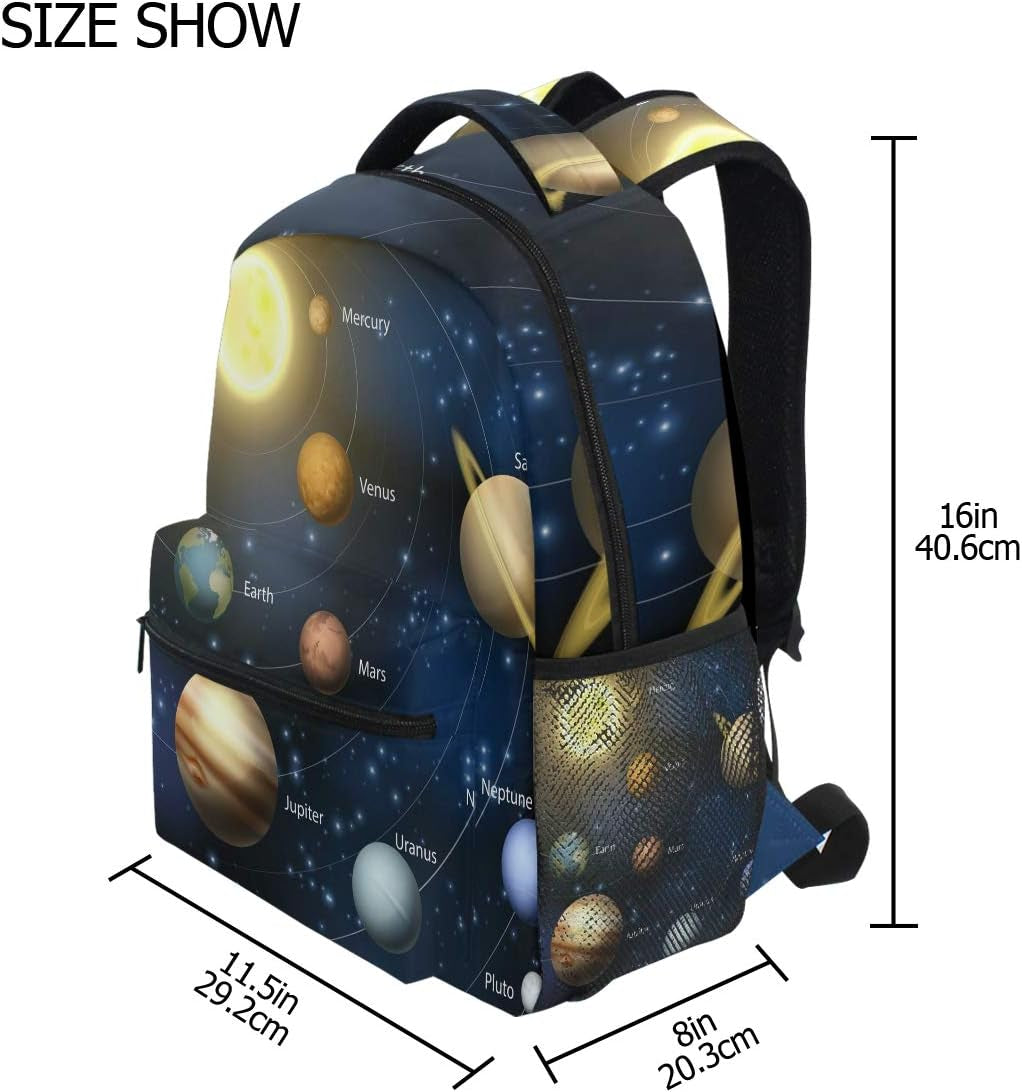 Planet Solar System Backpack Daypack School Bag Travel Shoulder Bag for Students Boys Girls