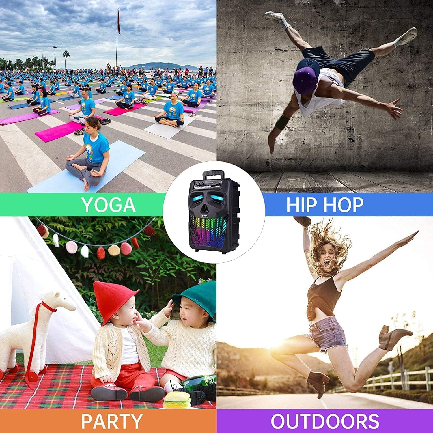 Ultimate Portable Bluetooth Speaker with Subwoofer - Wireless, Remote Control, FM Radio, LED Lights, Perfect for Home, Camping & Parties!