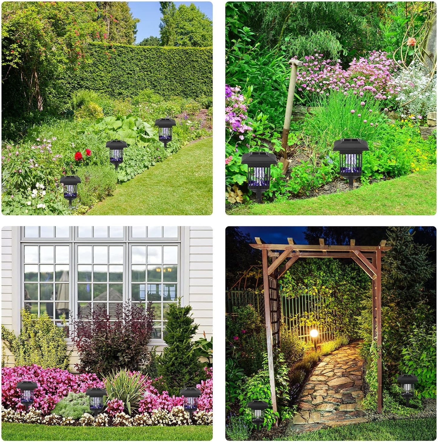 2 Pack Solar Bug Zapper Outdoor Solar Mosquito Zapper LED Mosquito Killer Light Lamp for Indoor and Garden Use