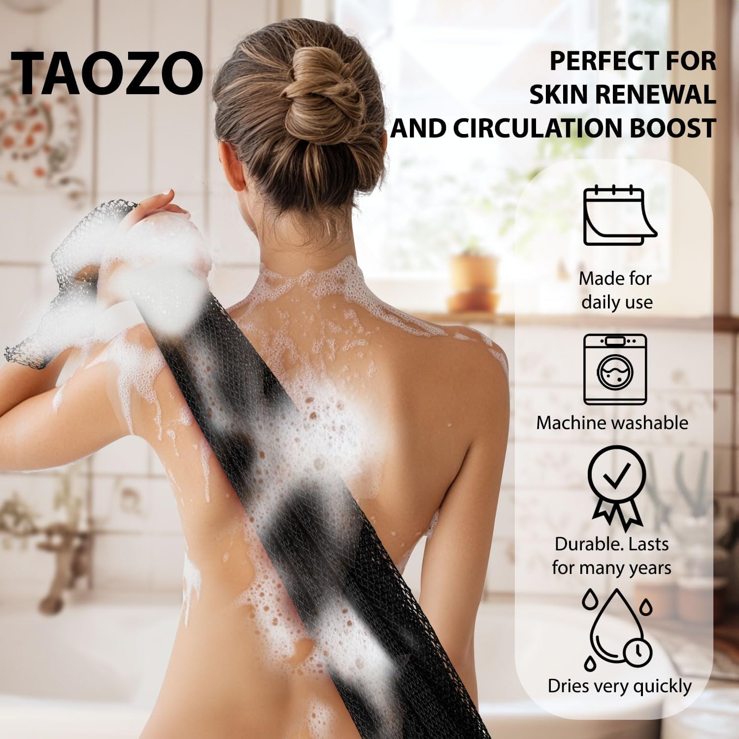 Authentic African Exfoliating Net Sponge - Long Bath Scrubber for a Refreshing Shower Experience