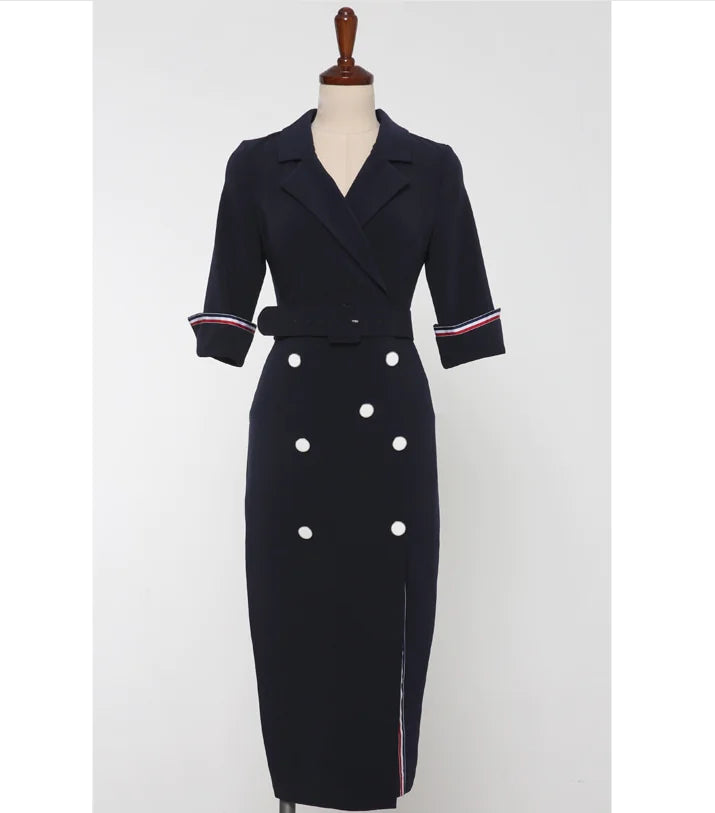 Suit Skirt with Side Slit - Bodycon Dress