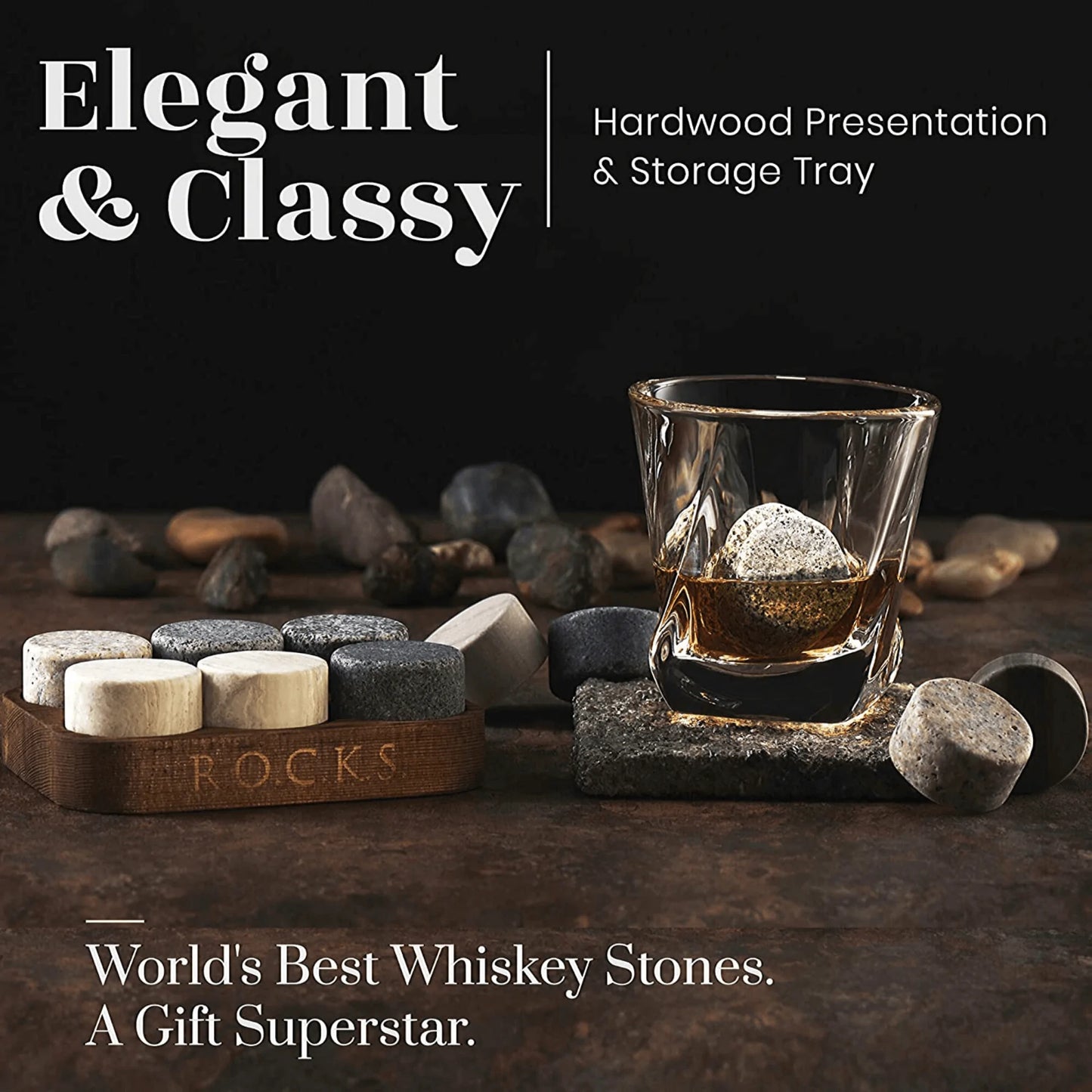 Cask & Coffee Collection Gourmet Gift Set - Whiskey Stones & Bourbon Barrel Aged Coffee