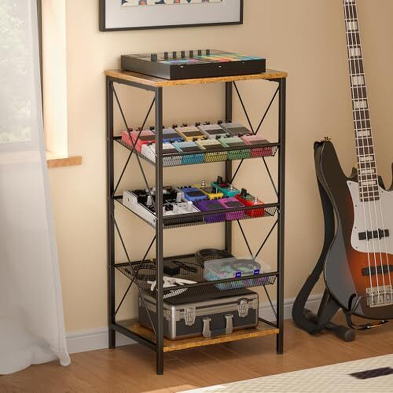 Guitar Pedal Organizer, 5 Tier Tuner Pedal Storage Shelf, Vintage Pedal Board