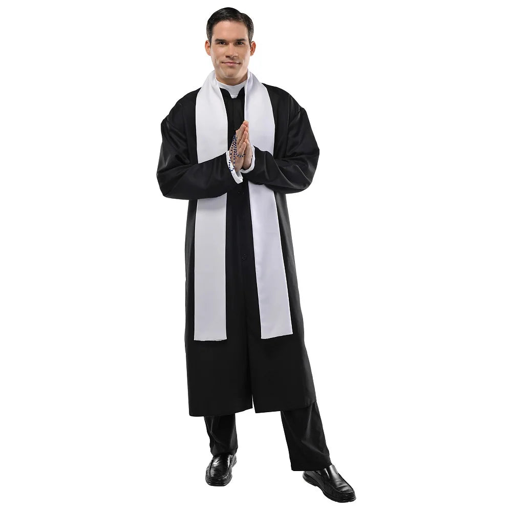 Transform into the Divine with Our Adult Father Priest Costume - Perfect for Halloween Celebrations!