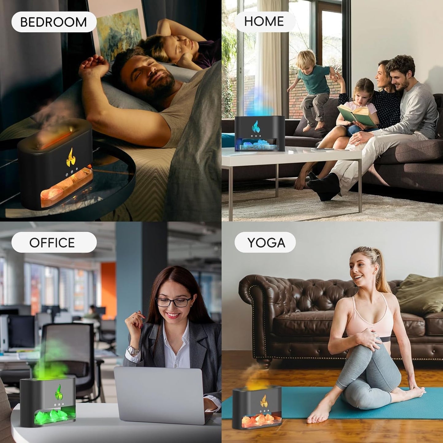 Colorful Flame Salt Lamp Humidifier & Essential Oil Diffuser for Home, Office & Yoga - 250ml with Timer