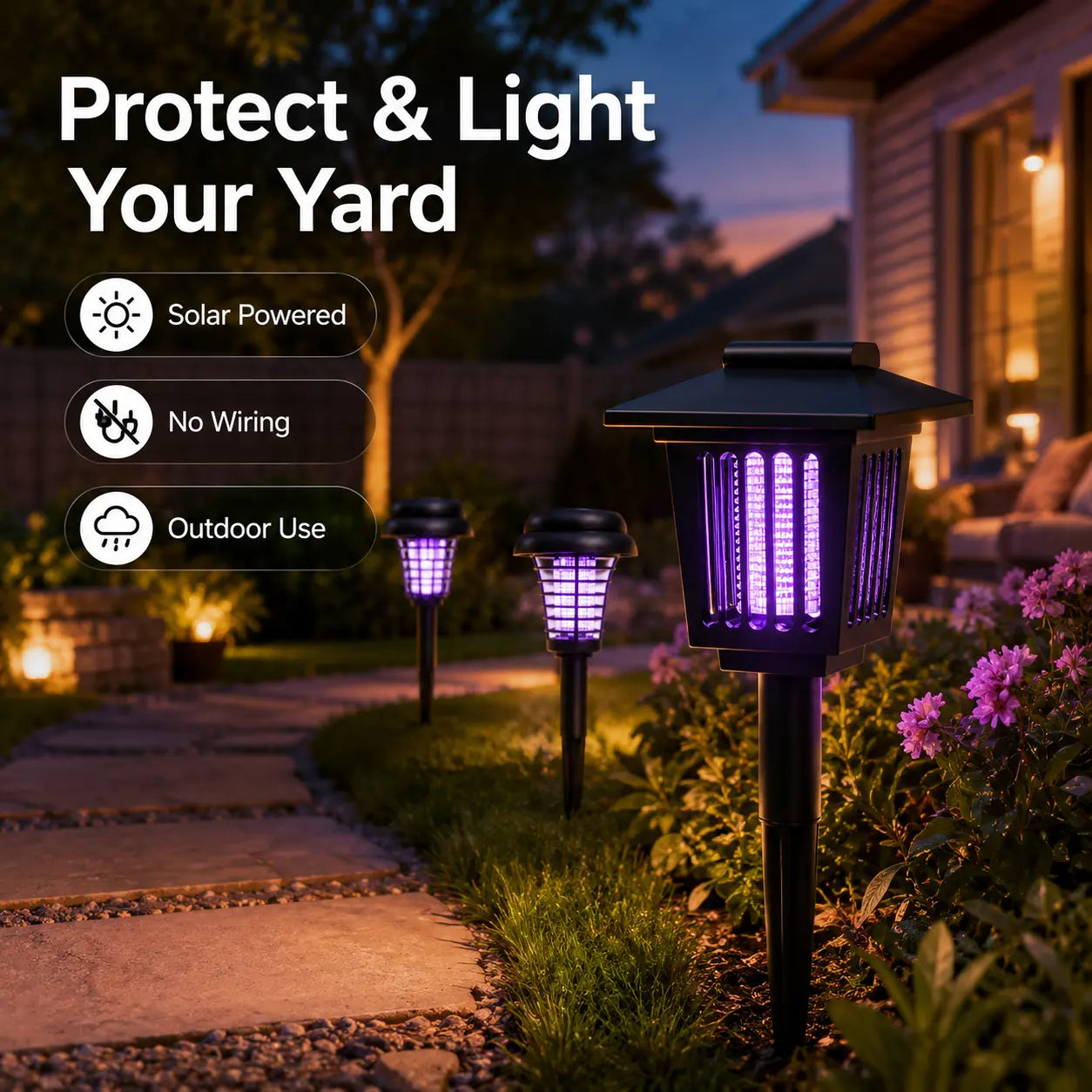 Illuminate Your Outdoors and Keep Mosquitoes Away with the Solar Mosquito Zapper Light – Versatile Garden Stake Lamp with Dual Modes and Weather Resistance
