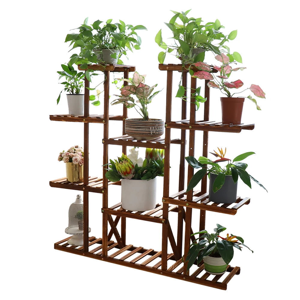 Elegant UNHO 46-Inch Multi-Tier Wooden Plant Stand - 16 Shelves for Indoor & Outdoor Display