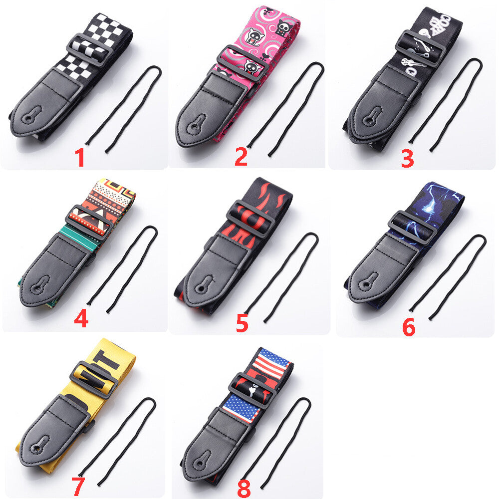 Adjustable Heavy Duty Guitar Strap for Electric Acoustic Guitar Bass Leather End