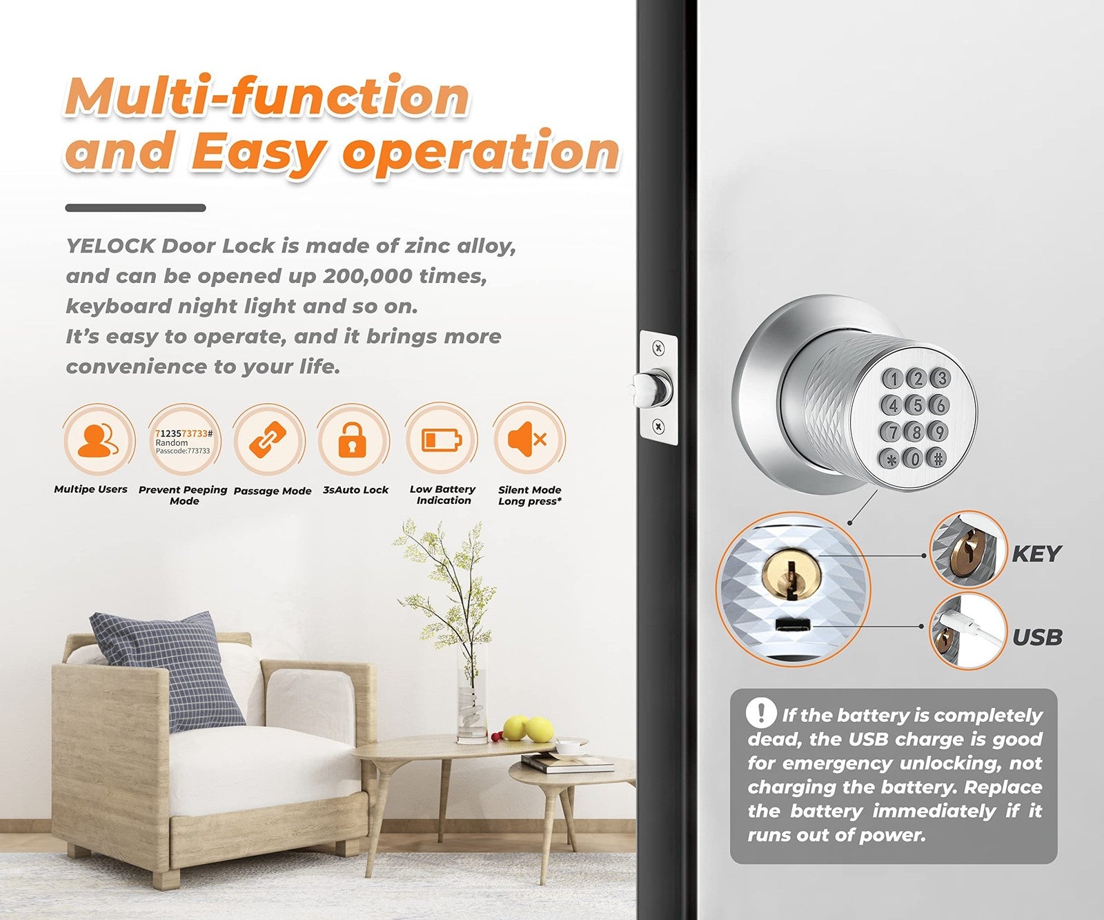 Upgrade Your Home Security with the Smart Electronic Keypad Door Knob - Keyless Entry, Waterproof, and Easy to Install