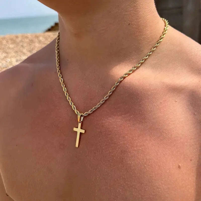 Stainless Steel Cross Necklace - gold 2
