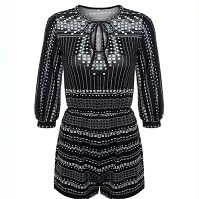 Elegant Vintage Print Women's Summer Jumpsuit Outfit