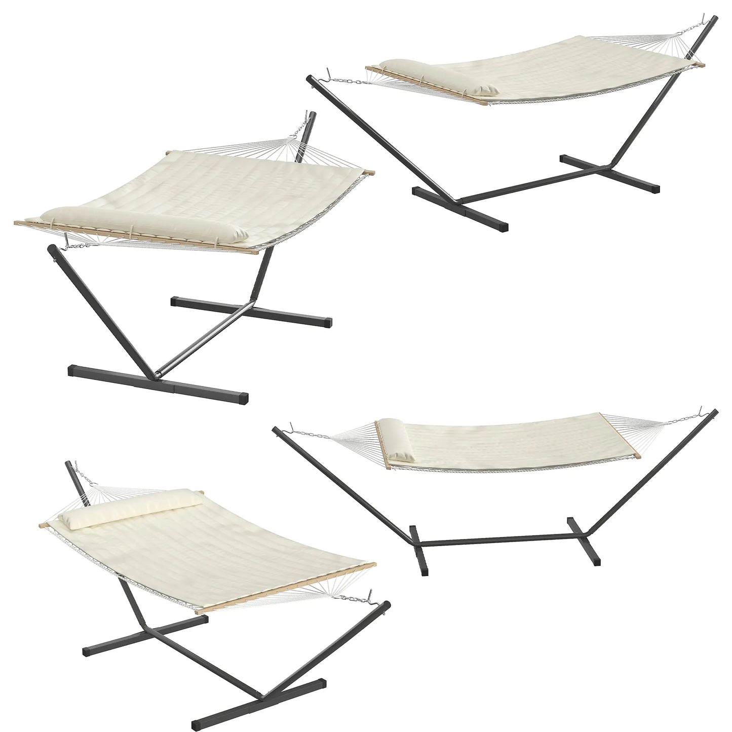 Experience Ultimate Relaxation with Our Heavy-Duty Portable Double Hammock for Two – Complete with Pillow & Adjustable Steel Stand, 475 Lbs Capacity – Perfect for Outdoor Patios, Gardens, Beaches, and Backyards this Summer!