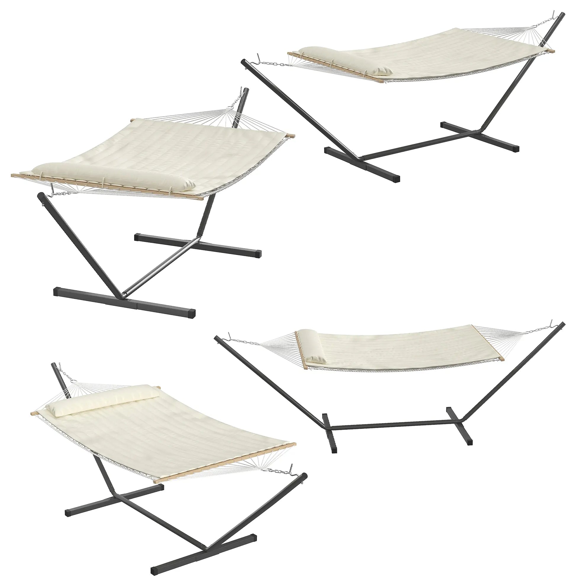Experience Ultimate Relaxation with Our Heavy-Duty Portable Double Hammock for Two – Complete with Pillow & Adjustable Steel Stand, 475 Lbs Capacity – Perfect for Outdoor Patios, Gardens, Beaches, and Backyards this Summer!