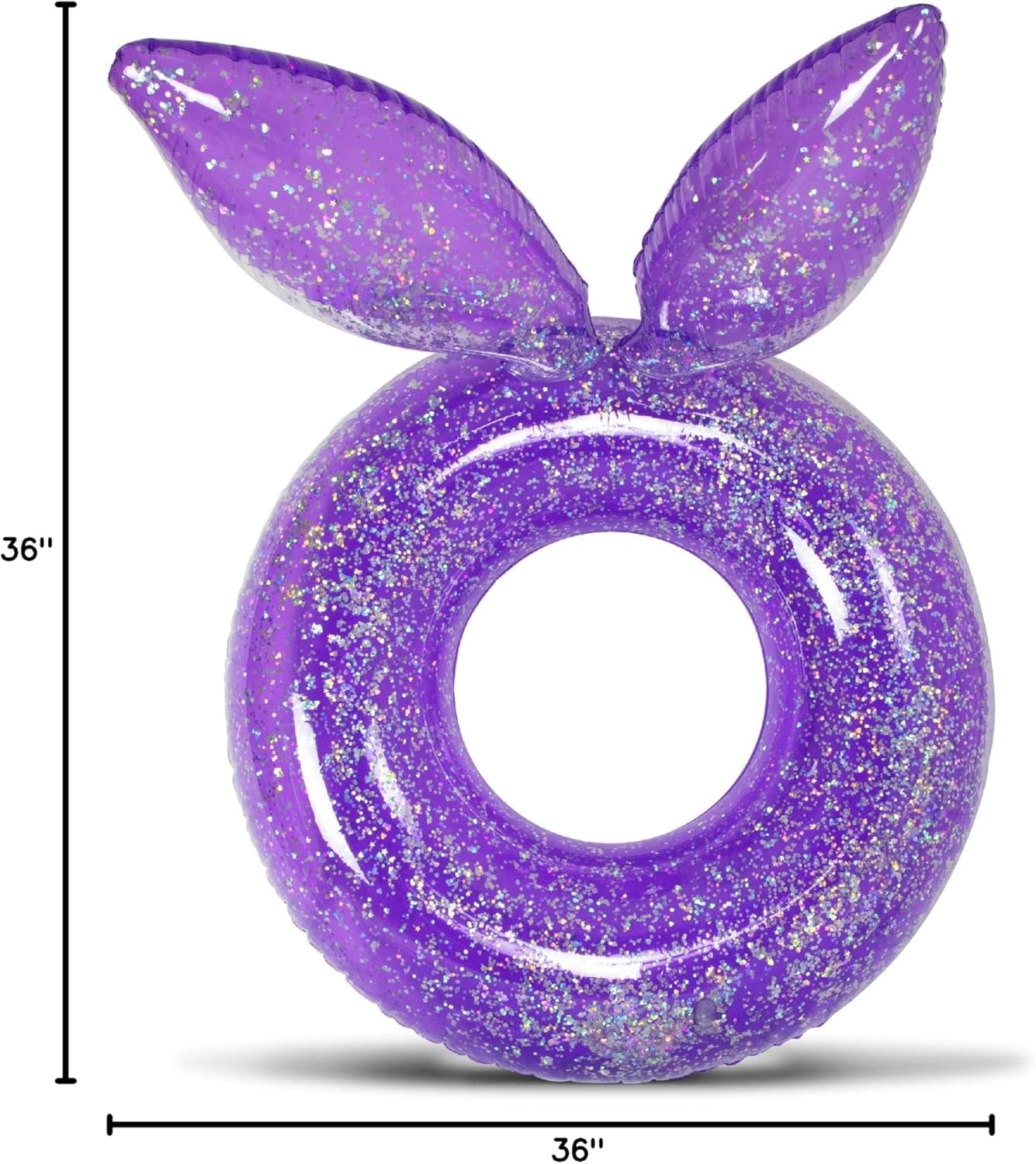 Confetti Bunny Ears Inflatable Pool Float - 36" Premium UV Resistant Swim Ring for Kids & Adults - Heavy Duty Fun for Summer Pool Parties - Purple